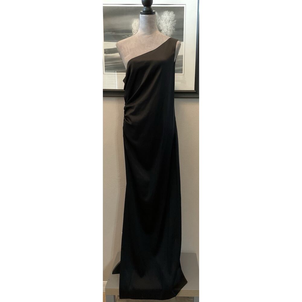 Calvin Klein Satin One Shoulder Sequin Accent Evening Gown Size 10 New With Tags - Picture 2 of 5